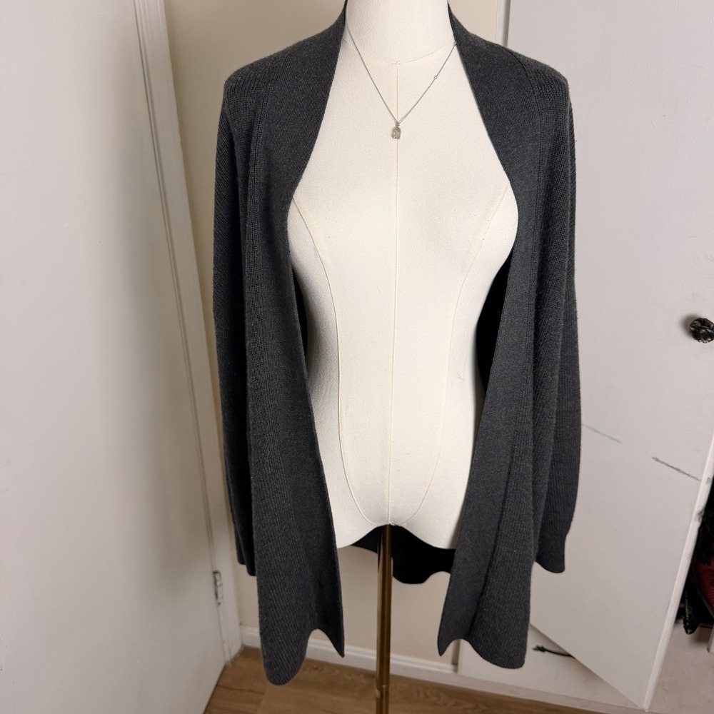 Lululemon Women's Merino Wool-Blend Ribbed Long Wrap Sweater Sz 10 Dark Gray